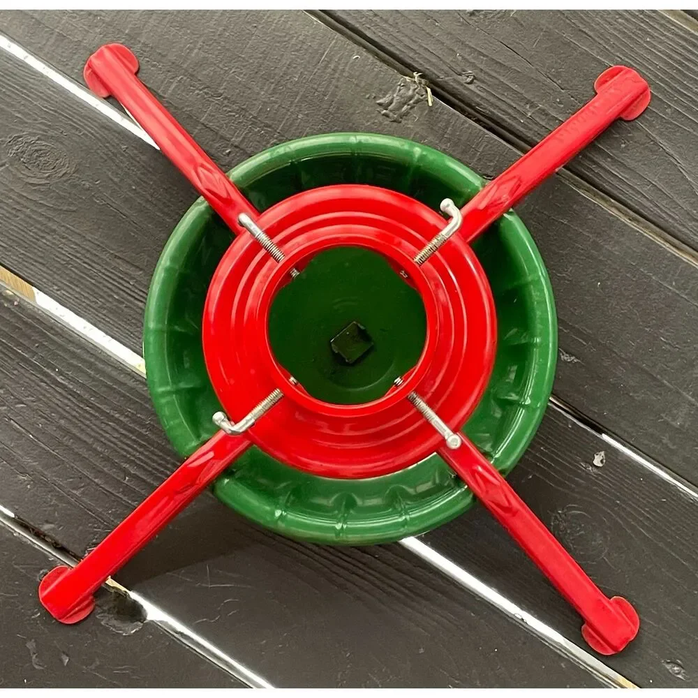 Vintage Supreme One 402 Christmas Tree Stand Complete w/ Box Red Green Steel USA
